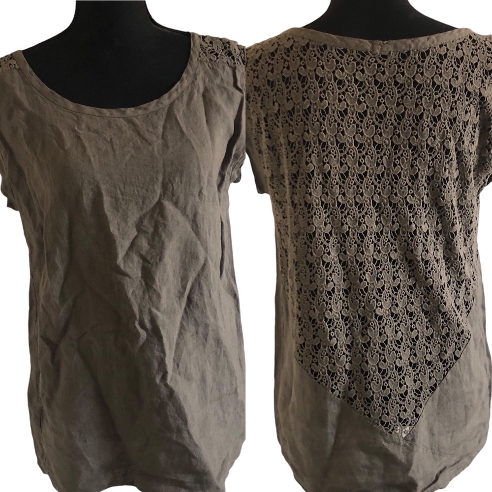 Daniela Gironi Linen Lace Mix Pullover Top Womens Sz S Made in Italy